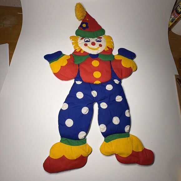 Unbranded Other - Vintage Fabric Clown Padded Nursery Wall Decor 30” Colorful Circus
